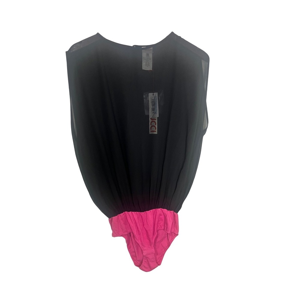 NWT Fiorucci‎ Bodysuit Blouse Size Medium/Large Pink & Black